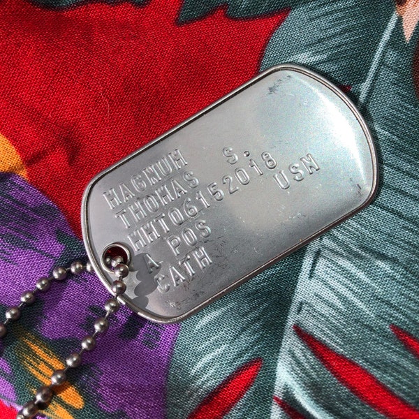 Magnum PI dog tag keychain