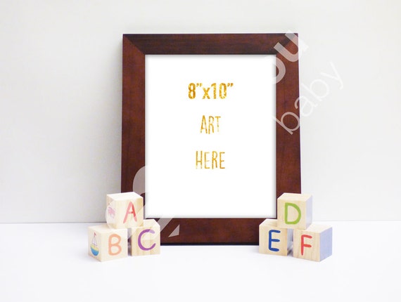 8x10 Dark Wood Frame Mockup Nursery Baby 8x10 Dark Wood Frame Mockup Nursery Baby