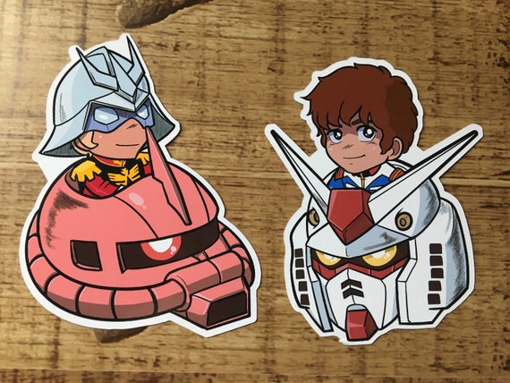 Gundam 0079 Amuro Ray Char Aznable Chibi Stickers Etsy