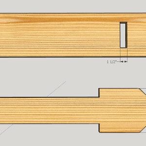 May include: Two wooden pieces for a woodworking project. The top piece is 9 1/4 inches long and 1 1/2 inches wide. The bottom piece is 9 1/4 inches long and 5 1/2 inches wide.