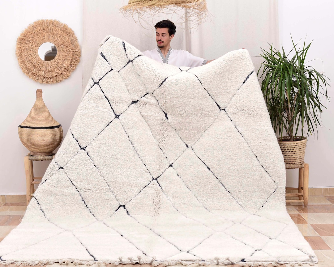 Berber Area Rug, Morocco Berber Rug, Beni Ourain Rug, Wool Rug Large