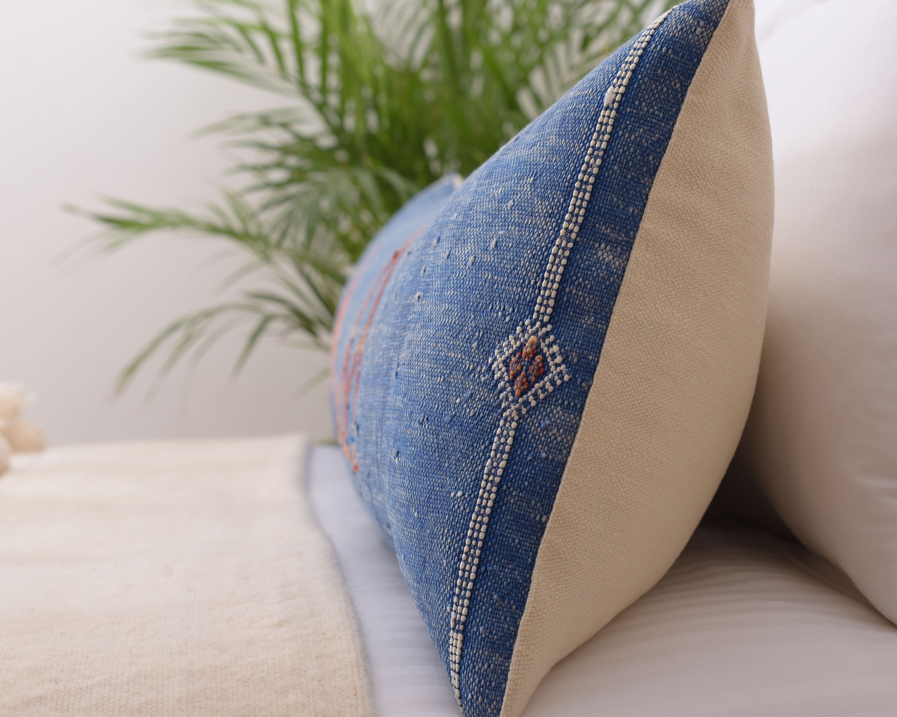 Long 13x52 Royal Blue Bed Lumbar Pillow Moroccan Etsy