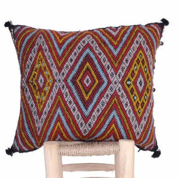 Ethnic Tribal Pillow 15"x17", Decorative Pillow Cover, Cushion hand Woven by Morocco's Berber Women.  CVK287
