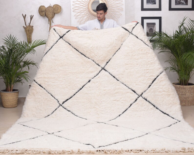 Berber Rug Moroccan Rug Pattern Rug Area Rug 10x14 Black Etsy