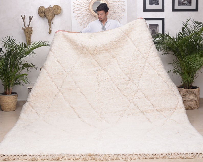 Wool Rug Moroccan Beni Ourain Rug Off White Moroccan Rug Etsy