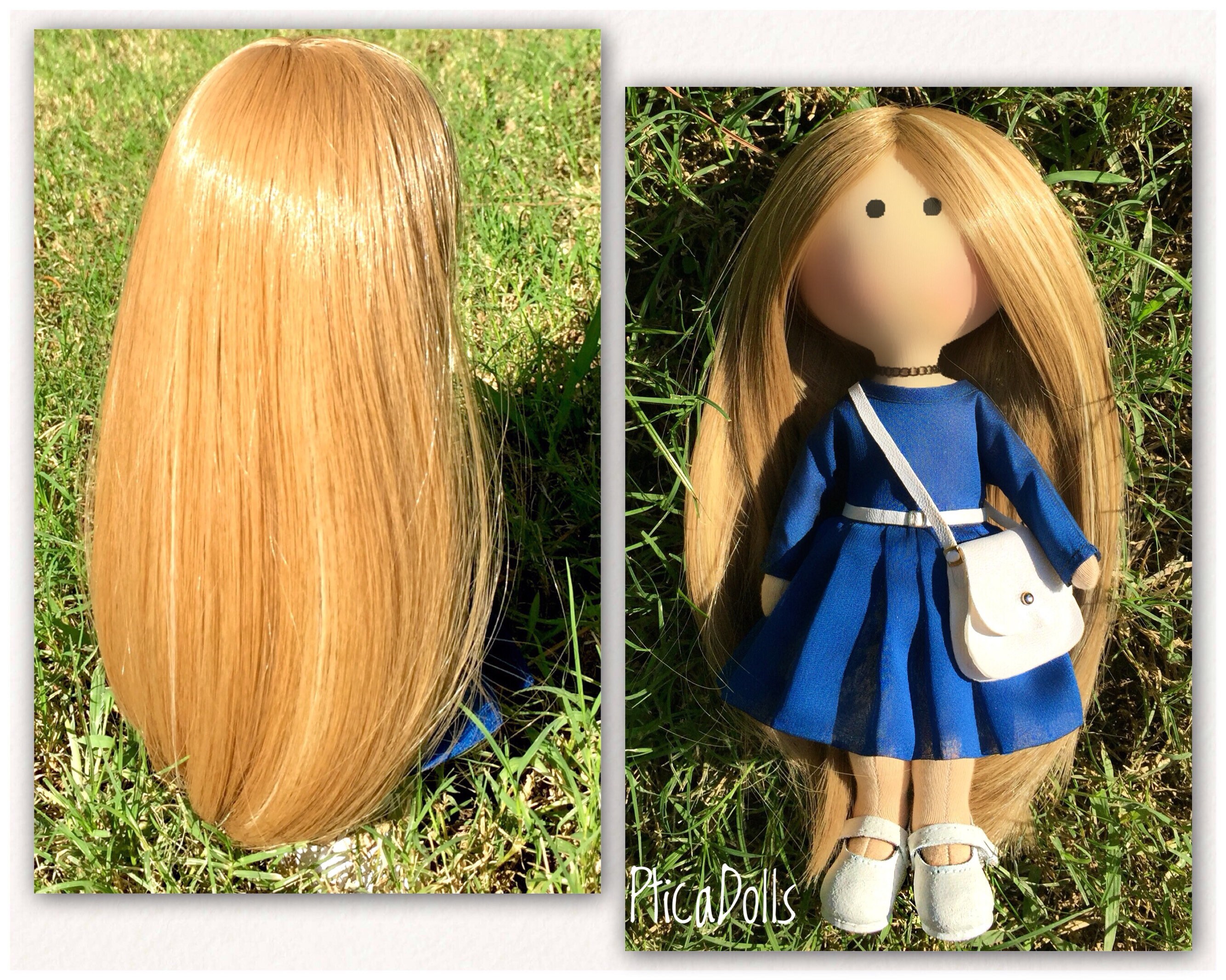Blonde Teen Girl Doll Cobalt Blue Dress Handmade Fabri