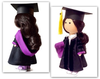 Graduation portrait doll in gown and cap with tassel High school college university student gift Graduation party decorations Back to school