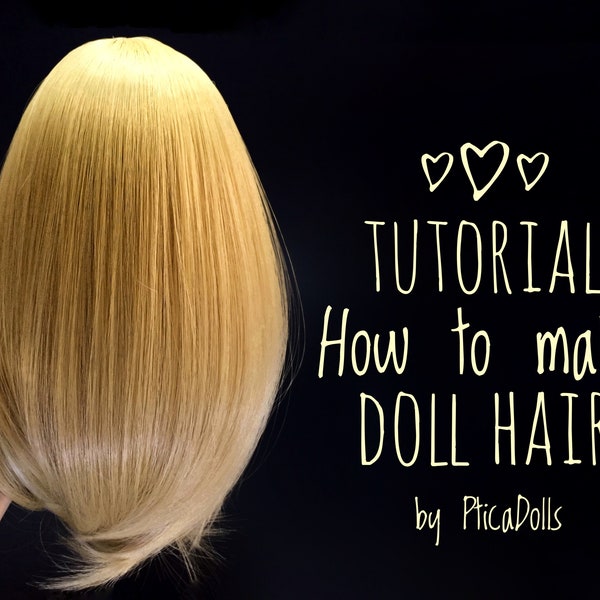 PDF tutorial How to make doll hair Doll wig tutorial Cloth Tilda Waldorf Fabric handmade Textile Art soft home decor rag doll sewing pattern