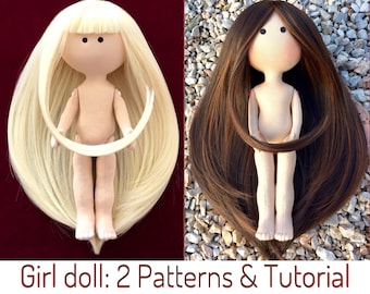 Two Doll Patterns + Tutorial! Craft Charming Textile Dolls with All-Inclusive Instant Digital Download. Sew your own Handmade Fabric Dolls!