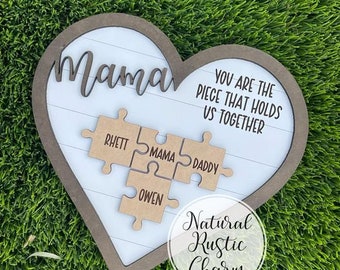 Digital Download - Mama and Mom - You Are The Piece That Holds Us Together - Puzzle Piece - Heart  Cut File SVG/Glowforge/Laser Digital File