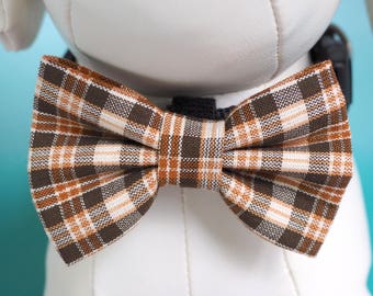 Autumn Fall Plaid Hair Bow and Bow Tie Faux Leather Brother Sister Fall Autumn Bow and Bowtie Autumn Plaid Faux Leather Bows