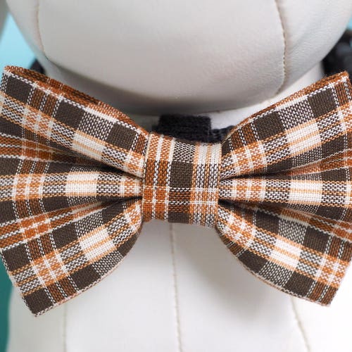 Fall Plaid Dog Bow Tie Brown Dog Bowtie Tan & White Autumn - Etsy