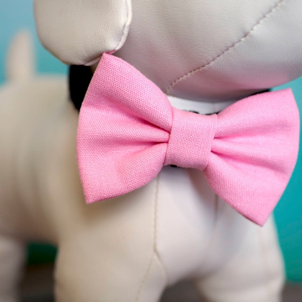 Pink Dog Bow Tie, Valentine's Day Feminine Linen Bowties for Dogs, Girl Dog Wedding Collar Bow Ties fits Small Medium Large Size Pets