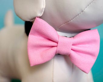 Pink Dog Bow Tie, Valentine's Day Feminine Linen Bowties for Dogs, Girl Dog Wedding Collar Bow Ties fits Small Medium Large Size Pets