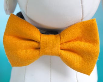 Mustard Yellow Linen Dog Bow Tie: Autumn Wedding Collar Accessory