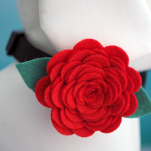 WILDFLOWER Dog Collar Flower Wool Felt Cute Dog Collar Etsy