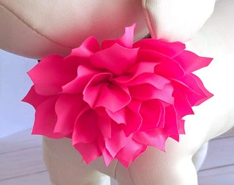 Hot Pink Collar Flower for Large Dogs, 4 inch Lotus Flowers for Girl Dog Spring Summer Collars Accessory for Pet Wedding / Family Photos