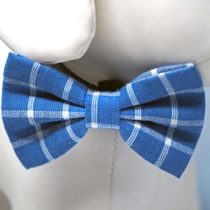 Royal Blue Plaid Dog Bow Tie: Autumn Winter Pet Collar Decoration