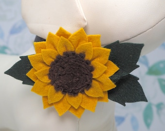 Sunflower Dog Collar Flower: Yellow Felt Floral Clip, Headband