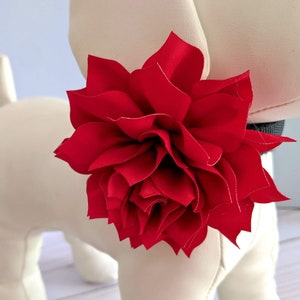 Christmas Red Collar Flower for Dogs: Holiday, Wedding, or Patriotic Lotus Flowers