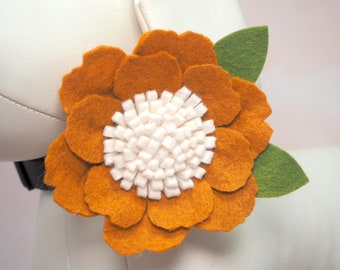 Orange Felt Collar Flower: Handmade Custom Fall Wedding Pet Accessory