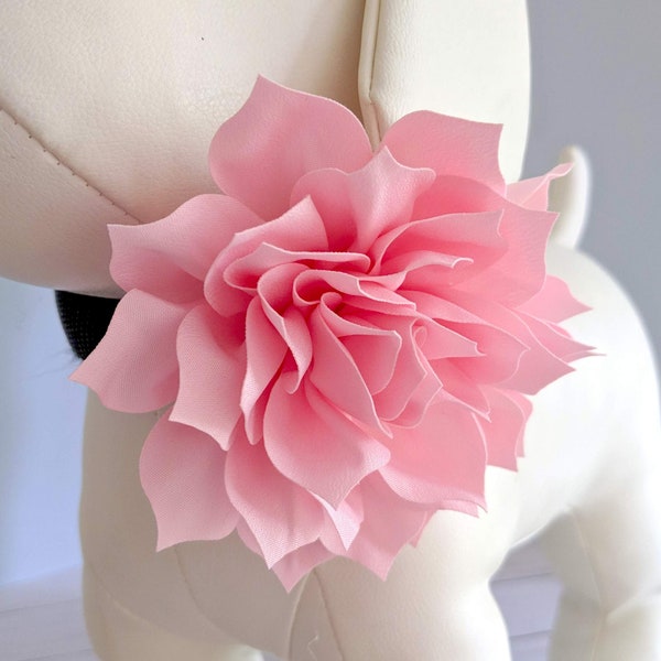 Light Pink Collar Flower for Large Dogs Valentine, 4 inch Lotus Flowers for Girl Dog Spring Summer Collars Pet Wedding / Family Photos