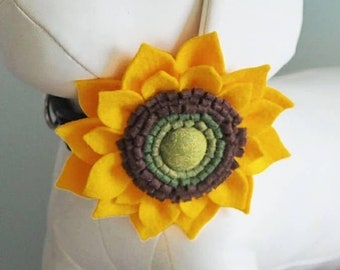 Handmade Felt Sunflower Collar Flower: Pet Accessory for Dogs & Cats