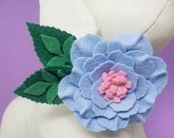 Rose Collar Flower for Large Dogs, Spring Summer Floral Collar Accessory, Handmade Felt Wedding Flowers for Pet, Blue Pink or Custom Colors