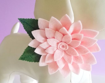 Handmade Felt Dahlia Dog Collar Flower: Custom Pet Wedding Accessory