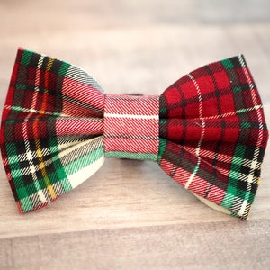 Plaid Christmas Dog Bow Tie, Classic Red Green White Bow Ties for Dogs Cats, Tartan Holiday Wedding Bowtie fits Small to Extra Large Pets image 5