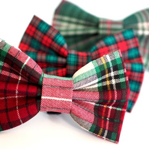 Plaid Christmas Dog Bow Tie, Classic Red Green White Bow Ties for Dogs Cats, Tartan Holiday Wedding Bowtie fits Small to Extra Large Pets image 3