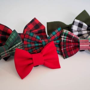 Plaid Christmas Dog Bow Tie, Classic Red Green White Bow Ties for Dogs Cats, Tartan Holiday Wedding Bowtie fits Small to Extra Large Pets image 4