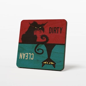 Black Cat Dirty Clean Dishwasher Magnet