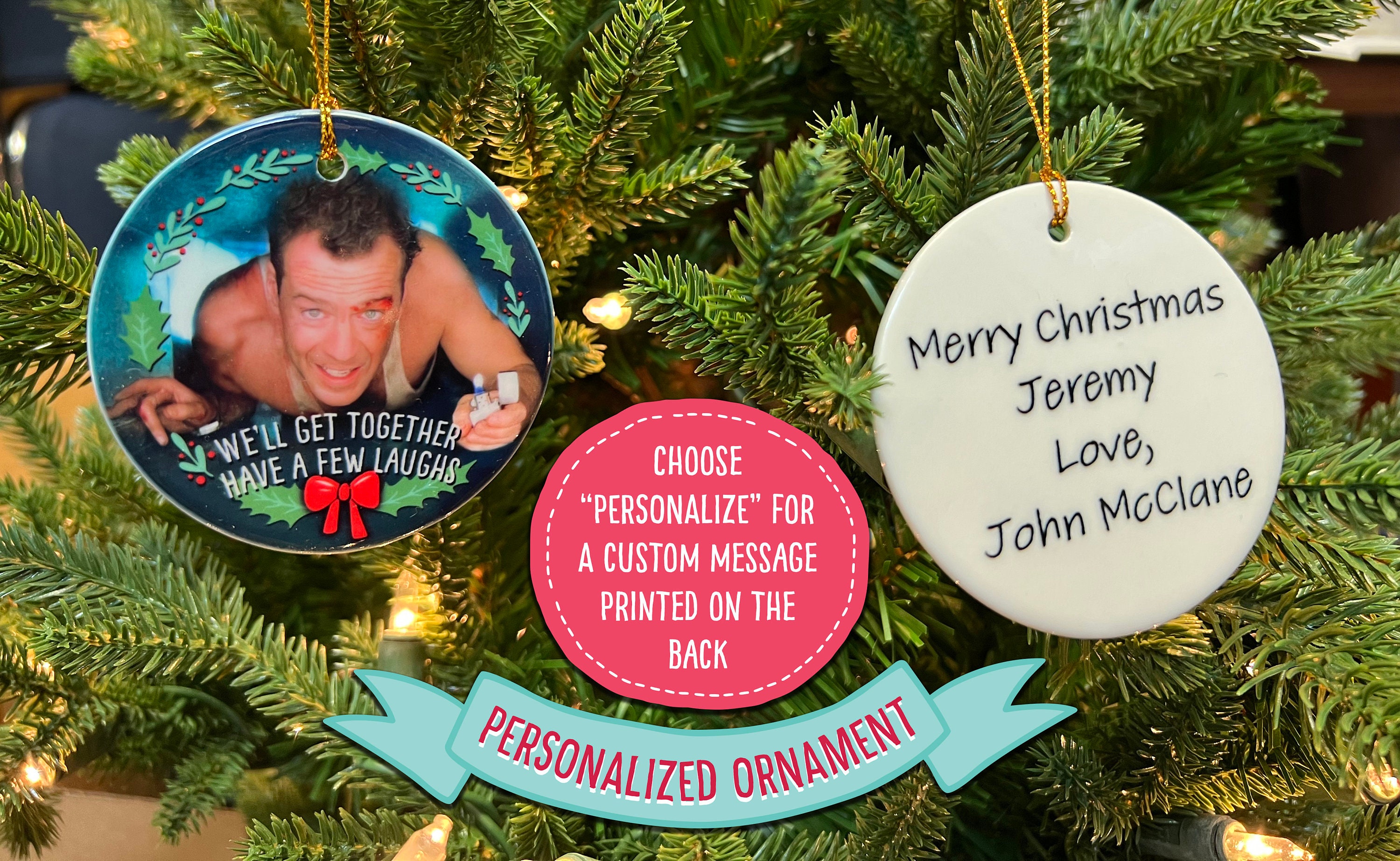 Discover Die Hard Bruce Willis Ceramic Christmas Ornament