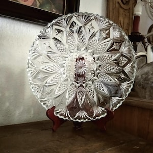 Extremely beautiful large crystal glass bowl, 33 cm diameter, fruit bowl, serving bowl