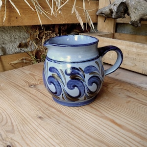 Pretty little jug, milk jug, juice jug stoneware Westerwald, handmade and signed F.S.