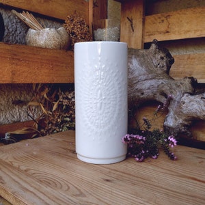 White porcelain vase with unusual pattern, vase porcelain