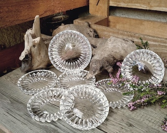 Vintage glass coaster set, 6 coasters and a coaster for the bottle, crystal glass