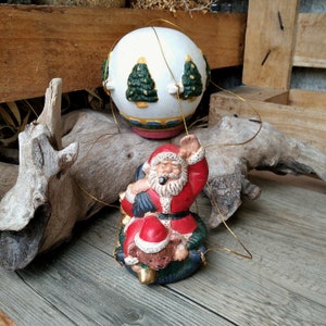 Pretty Christmas figure ceramic hot air balloon with Santa Claus
