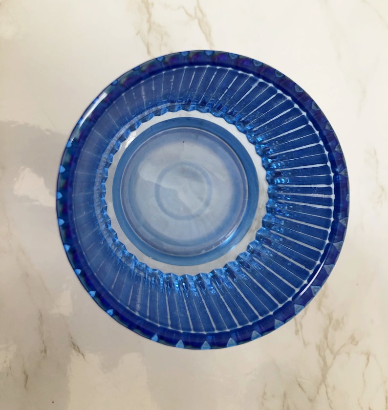 Mid century Art Deco sky blue tumbler glass 3 inches tall