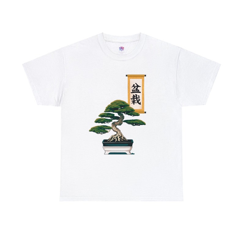 Bonsai With Kanji Characters for Bonsai on Japanese Scroll Design