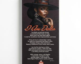 Delta Sigma Theta Canvas Print, 'I Am Delta' Sorority Wall Decor, 10x20