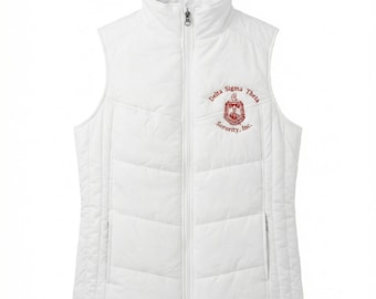 Delta Sigma Theta Puffer Vest, Sorority Embroidered Outerwear