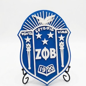 Zeta Phi Beta 3D Shield, Sorority Crest Plaque, Greek Letter Decor