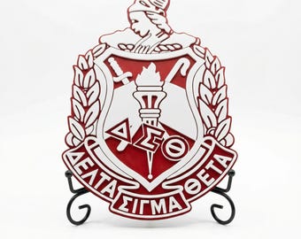 Delta Sigma Theta 3D Shield, DST Sorority Chapter Room Decor, 9 Inch Plastic