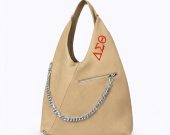 Delta Sigma Theta Hobo Handbag, ΔΣΘ Embroidered Purse