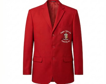 Kappa Alpha Psi Red Blazer, Embroidered Fraternity Crest Jacket, Formal Greek Apparel