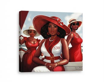 Delta Sigma Theta Canvas Art, Sorority Home Decor, Ready to Hang