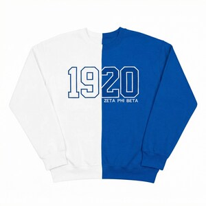 Zeta Phi Beta Split Colorblock Crewneck Sweatshirt, ZPB Greek Sorority Apparel