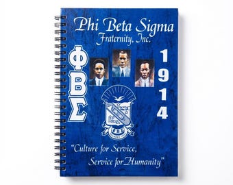 Phi Beta Sigma Journal, ΦΒΣ 1914 Spiral Notebook, Founders Crest Cover, 70 Pages